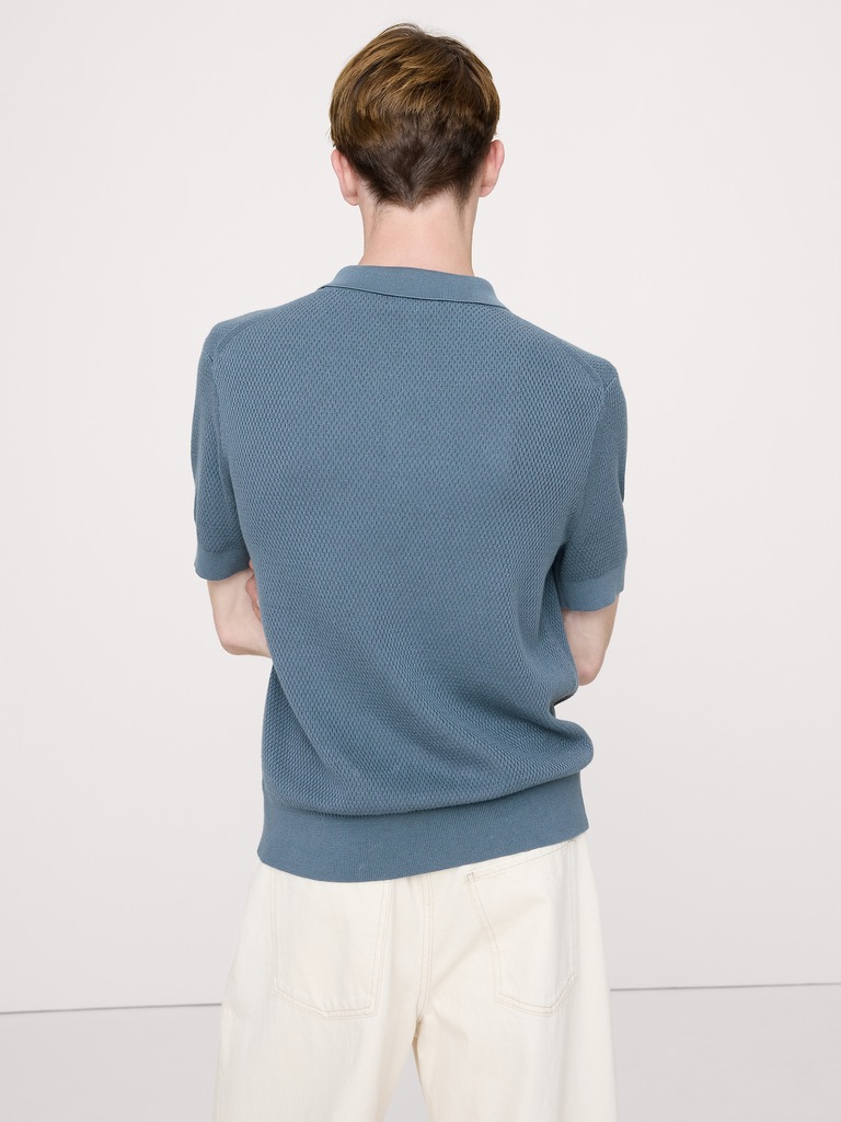 Cotton Mesh Sweater Polo