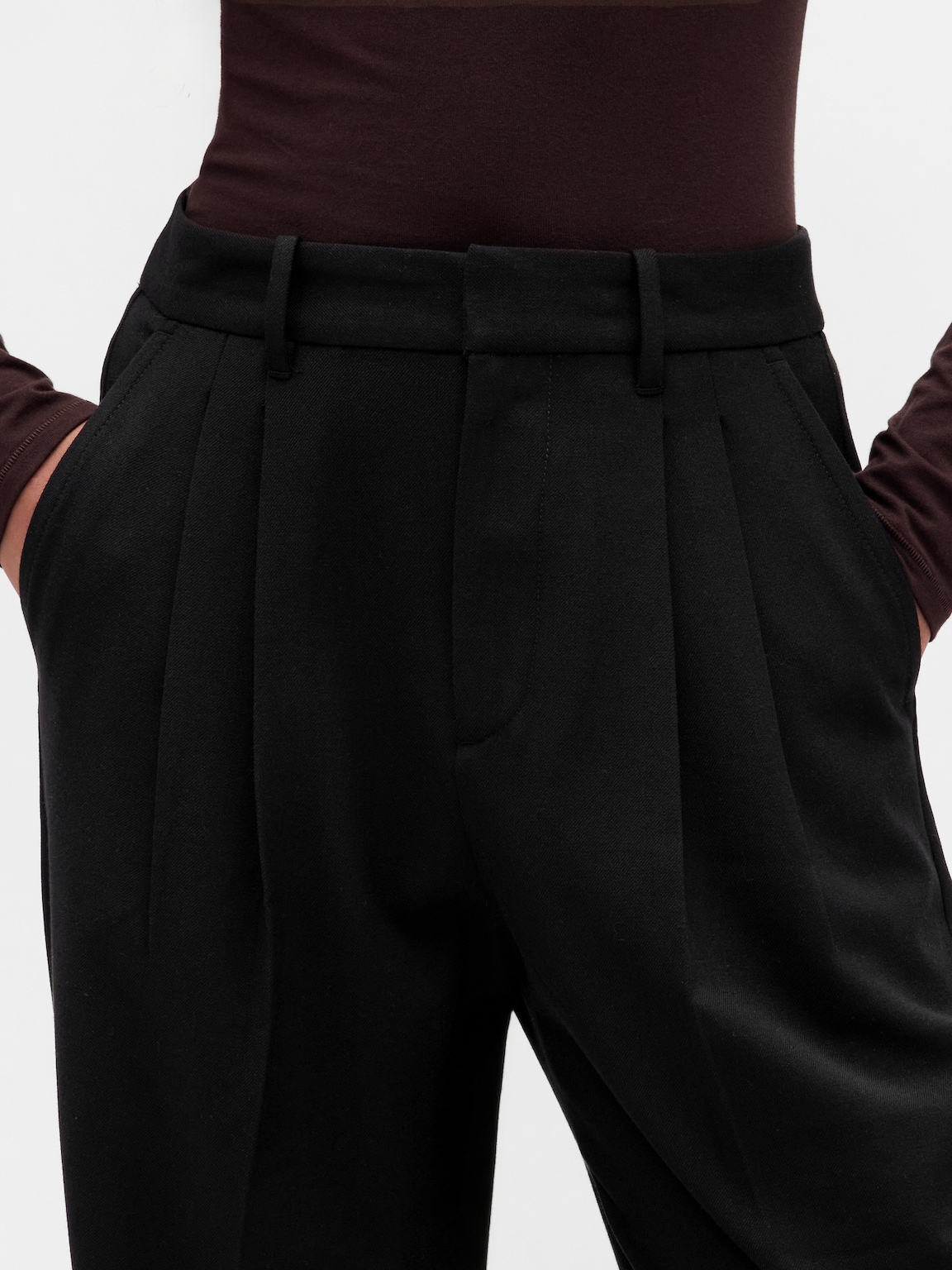 365 High Rise Brushed Twill Taper Ankle Trousers