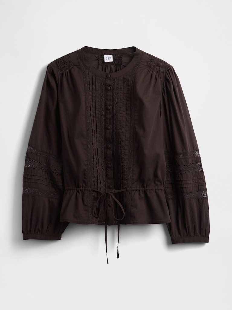 Lace-Trim Voile Top