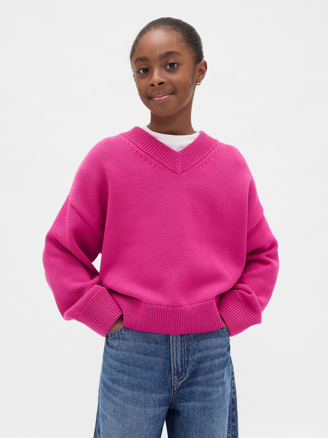 Kids Boxy V-Neck Sweater