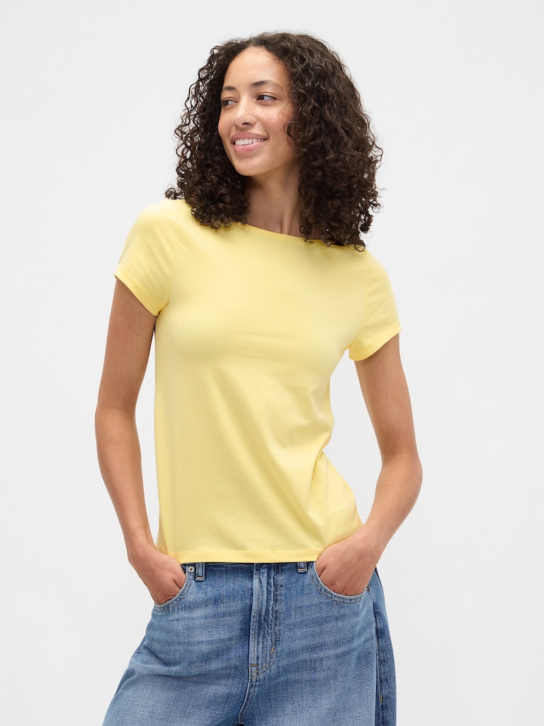 Boatneck Open-Back T-Shirt