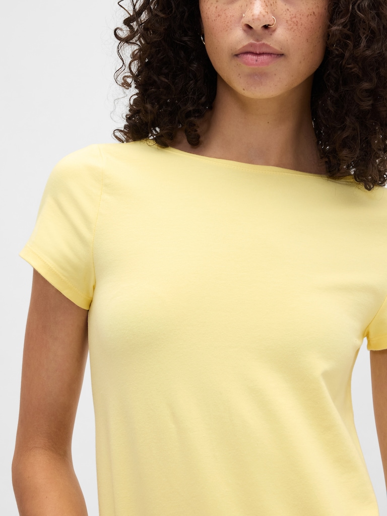 Boatneck Open-Back T-Shirt