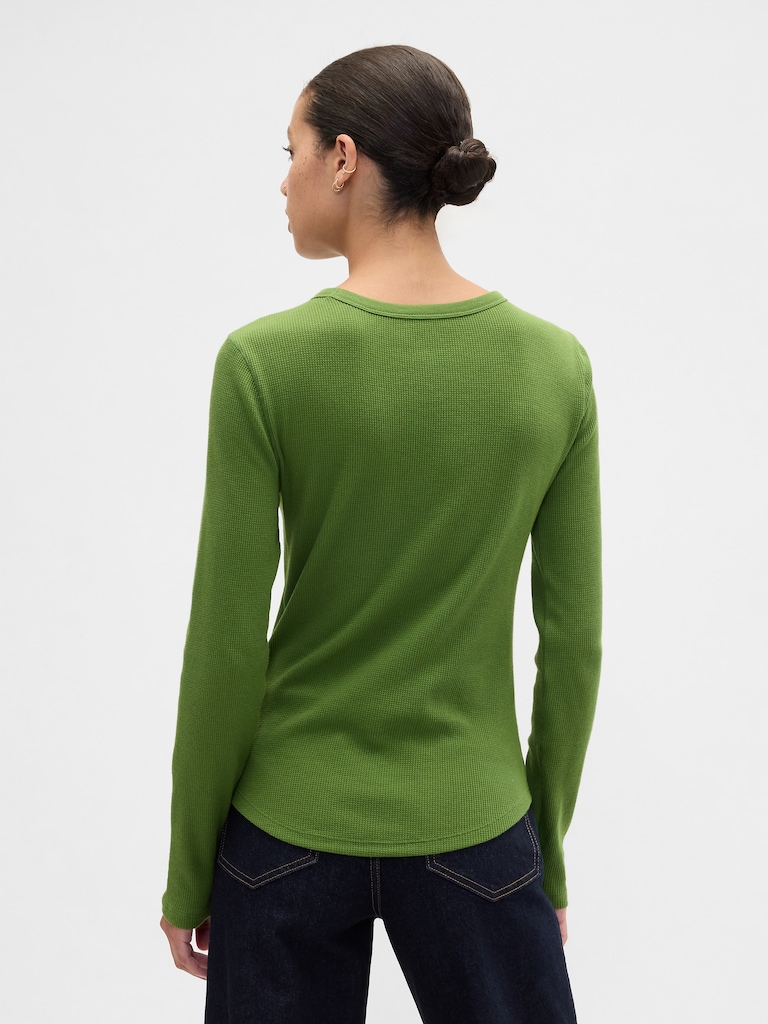 Waffle-Knit Crewneck T-Shirt