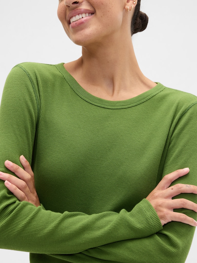 Waffle-Knit Crewneck T-Shirt