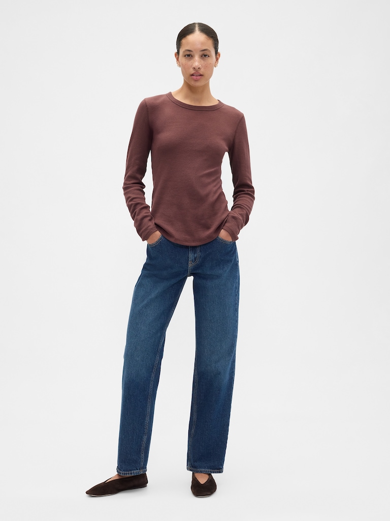 Waffle-Knit Crewneck T-Shirt