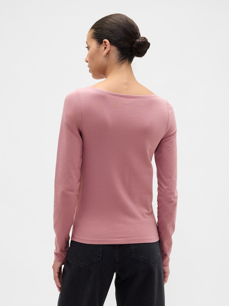 Stretch Jersey Boatneck T-Shirt