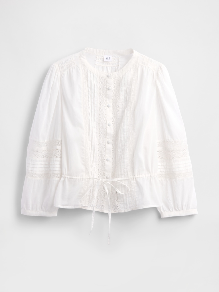 Lace-Trim Voile Top