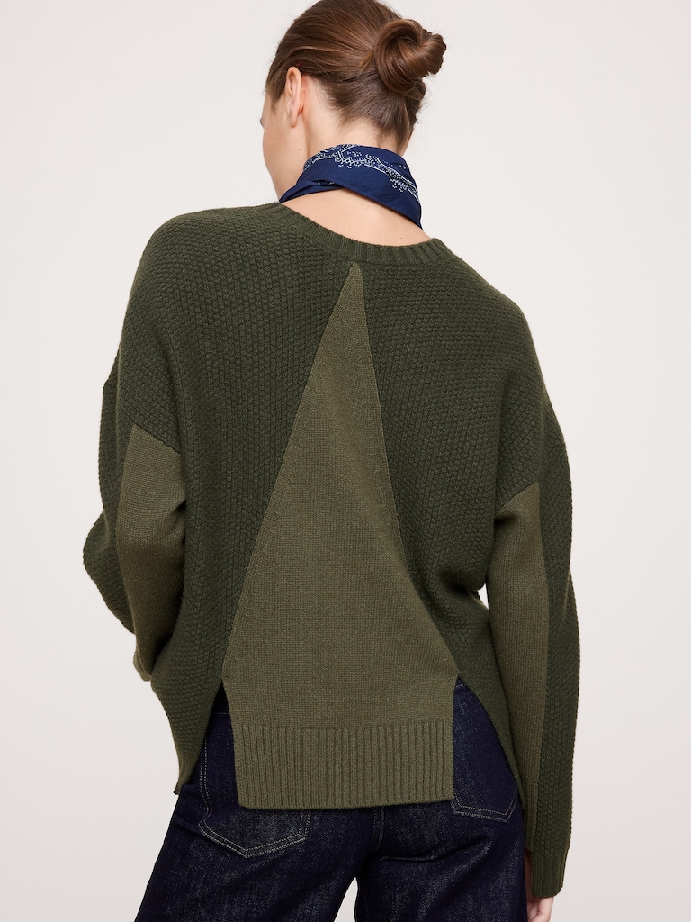 Cashmere Mixed-Stitch V-Neck Sweater