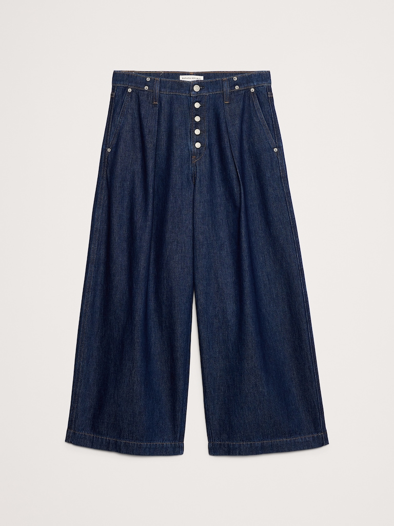 Mid-Rise Loose Pleated Ankle Jean
