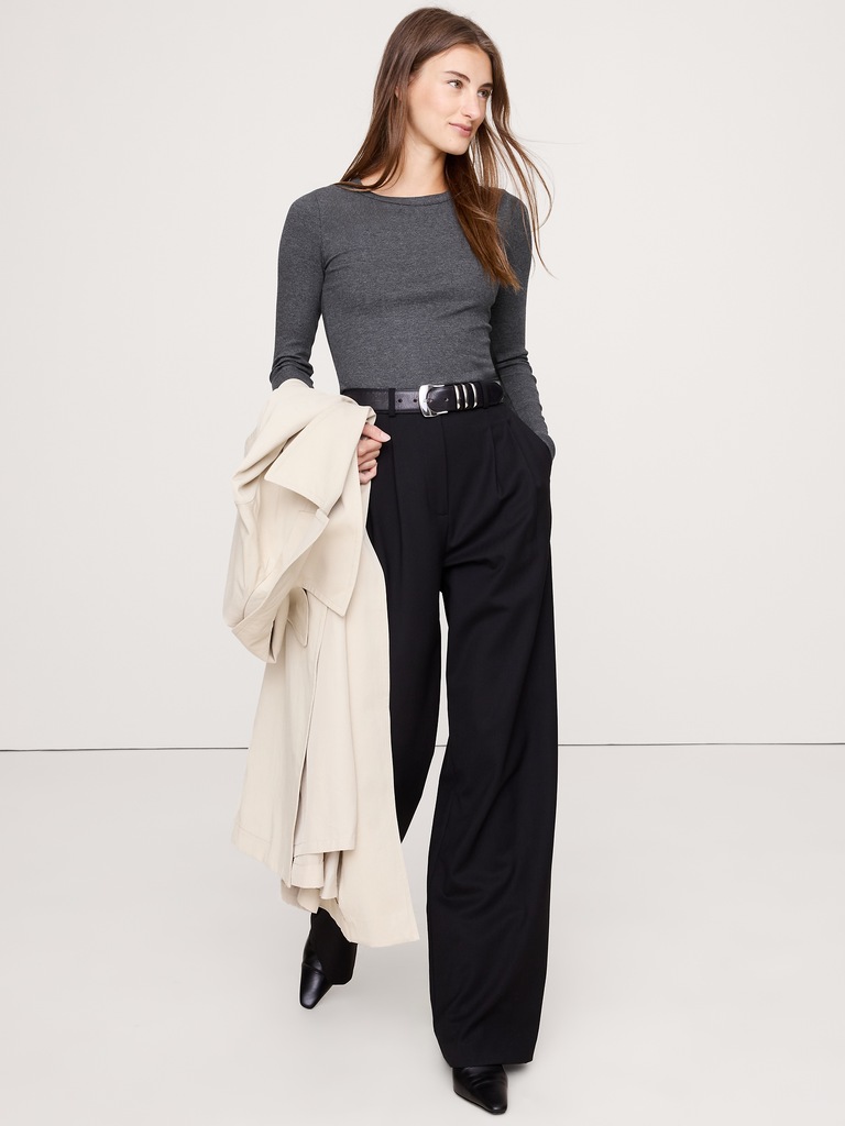 Ribbed Crew-Neck T-Shirt