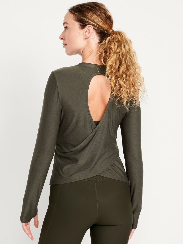 CloudMotion Keyhole Wrap Back Top