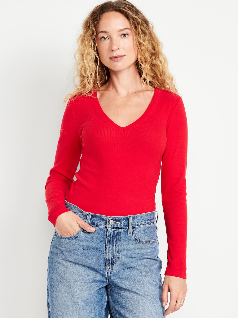 Cozy Snug Long-Sleeve V-Neck T-Shirt