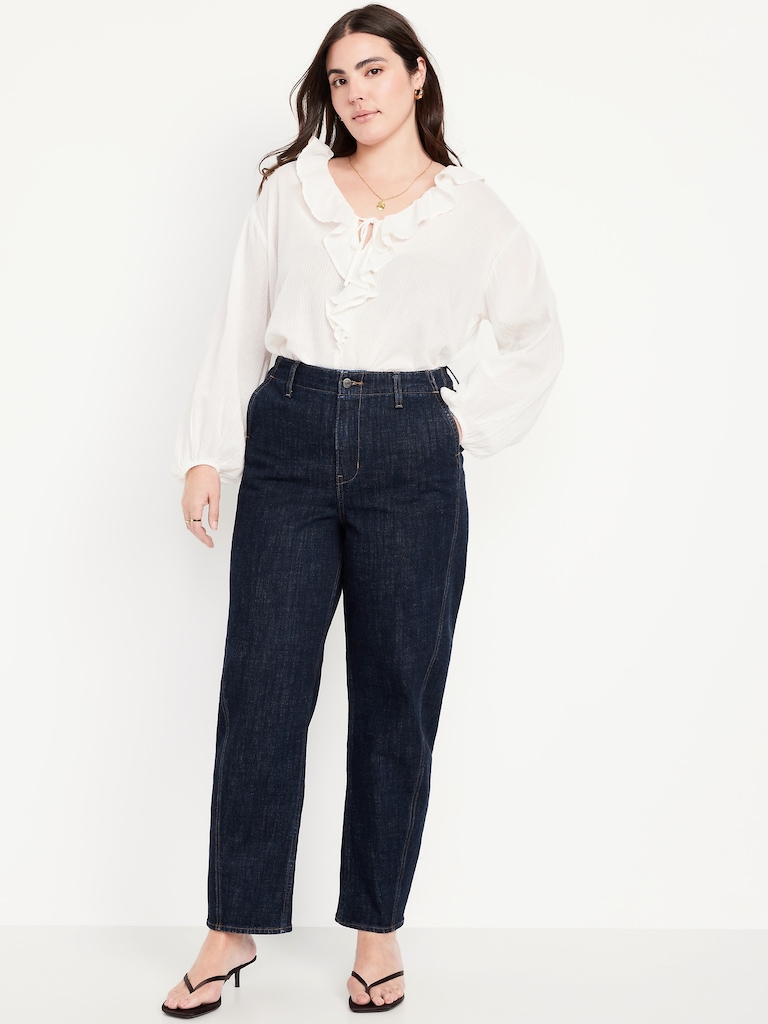 High-Waisted Barrel Ankle Jeans