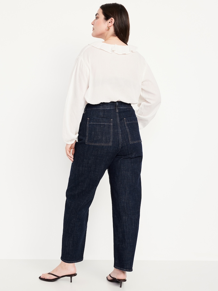 High-Waisted Barrel Ankle Jeans