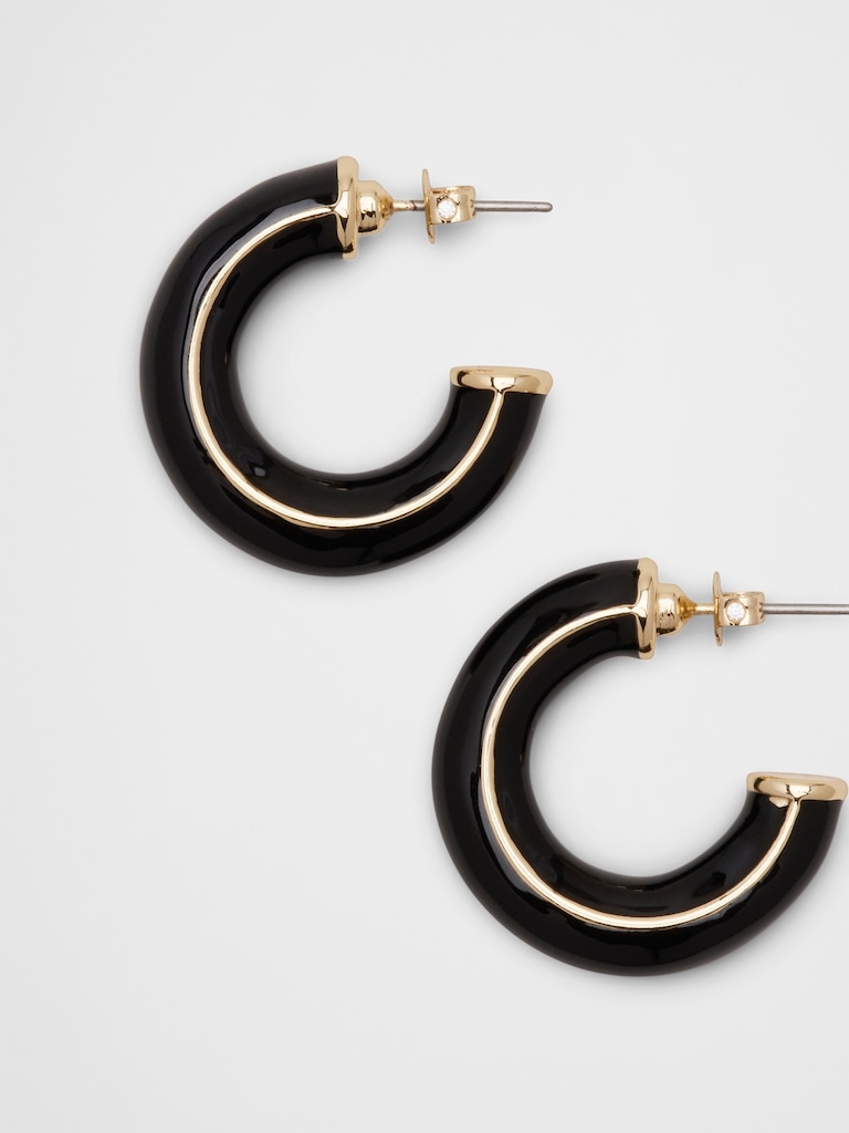 Resin Metal Mix Hoop Earrings