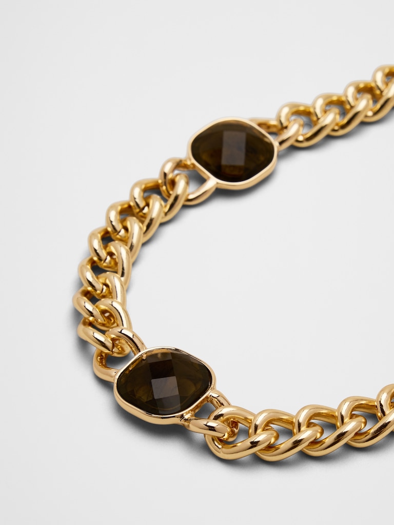 3 Stone Faceted Statement Necklace