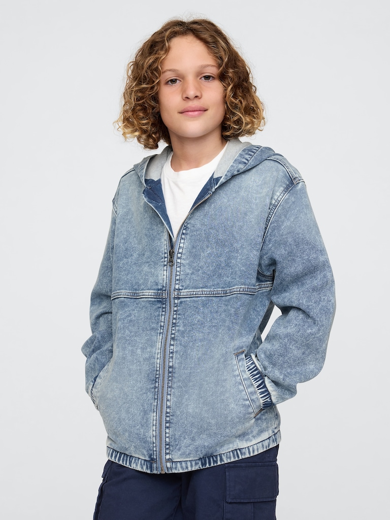 Kids UltraSoft Denim Hooded Jacket
