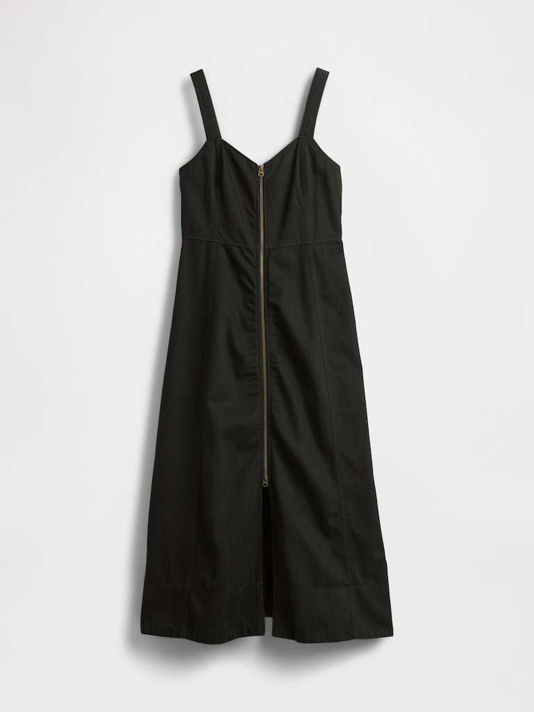 UltraSoft Denim Zip-Front Maxi Dress