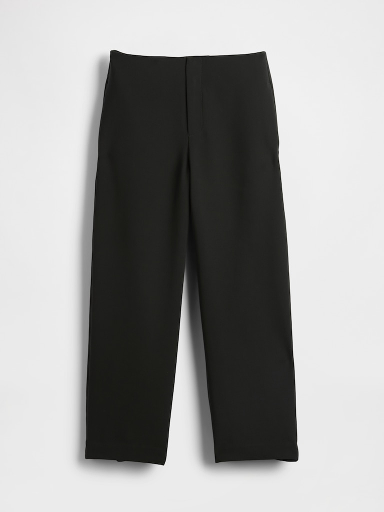 High Rise Twill Straight Ankle Pants