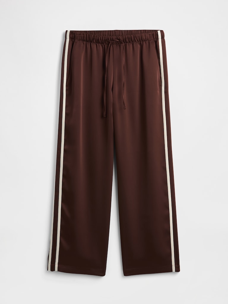 Relaxed Satin Straight-Leg Crop Pants