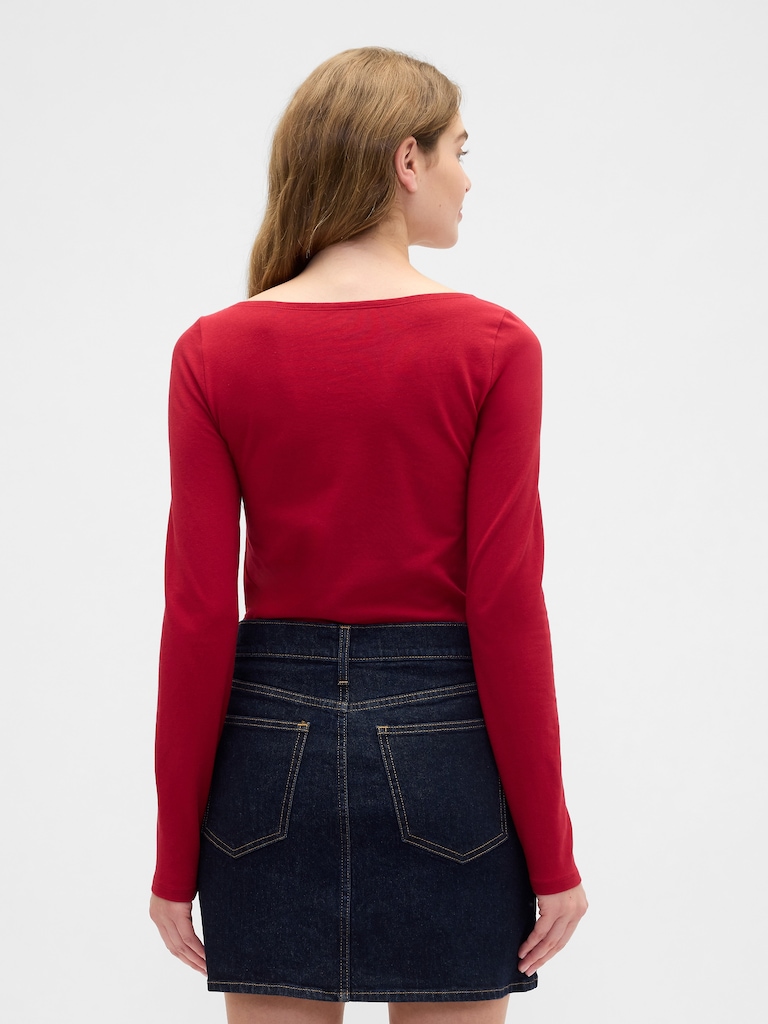 Stretch Jersey Boatneck T-Shirt