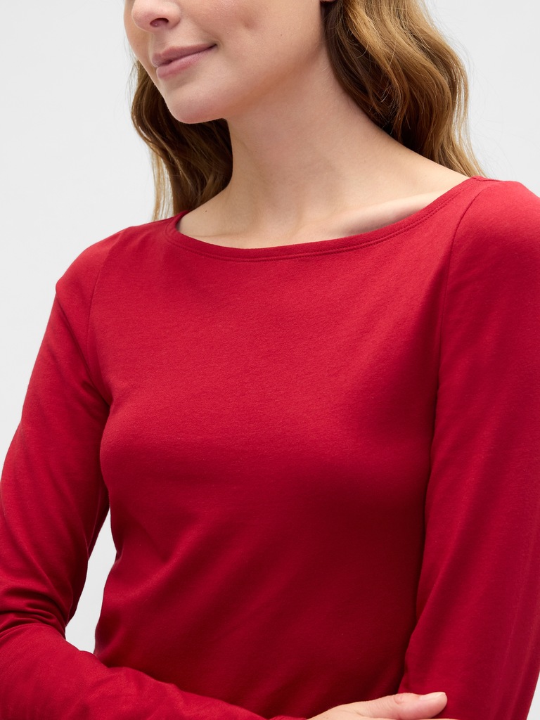 Stretch Jersey Boatneck T-Shirt