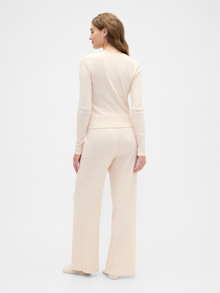 Waffle-Knit Wide-Leg PJ Pants