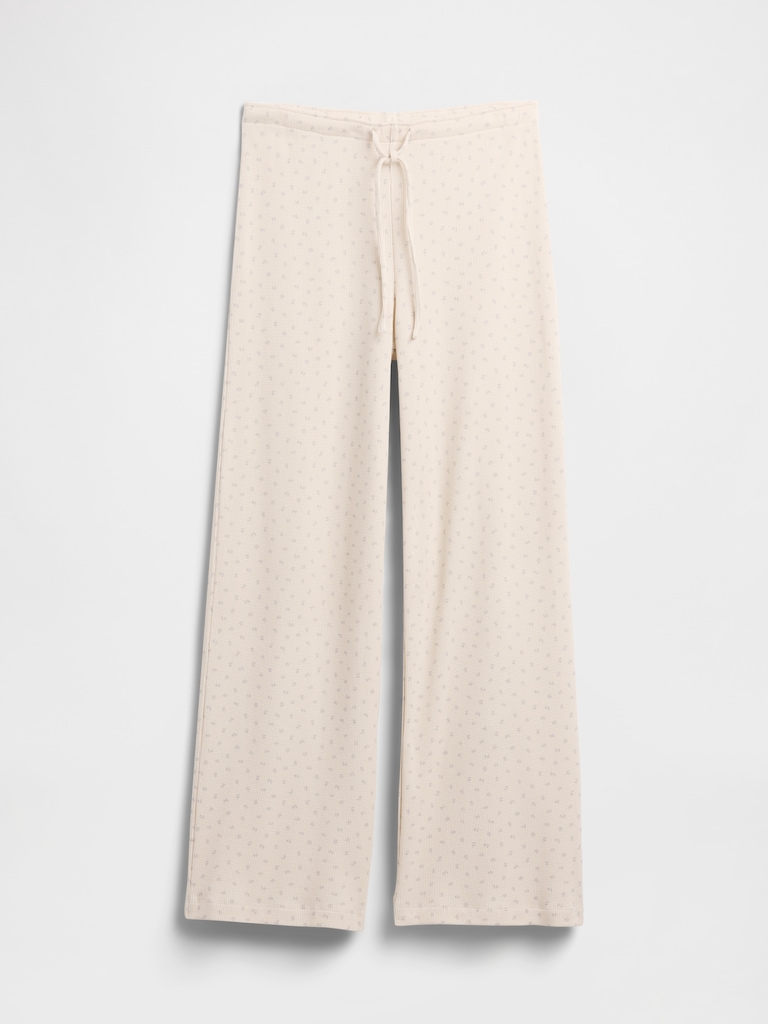 Waffle-Knit Wide-Leg PJ Pants