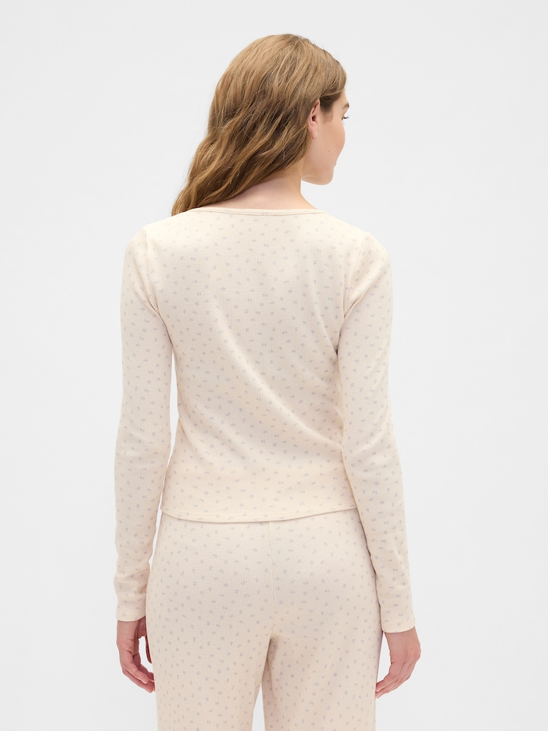 Waffle-Knit Henley PJ Top
