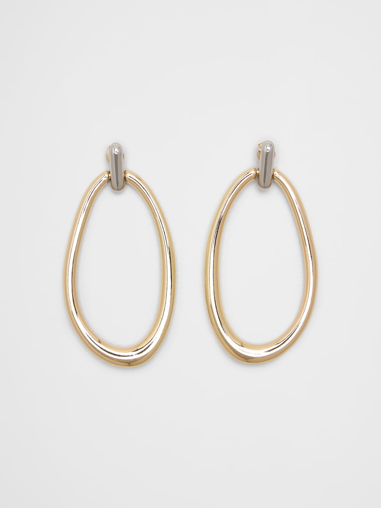 Mixed Metal Drop Hoop Earrings