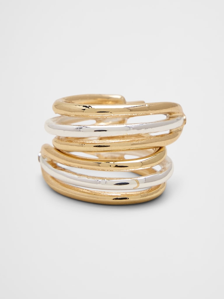 Mixed Metal Huggie Earrings