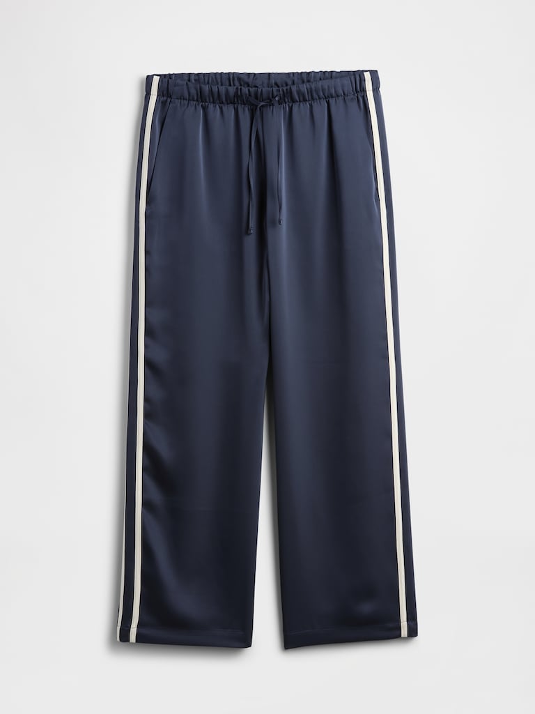 Relaxed Satin Straight-Leg Crop Pants