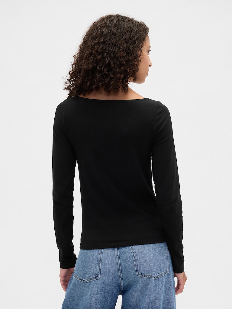 Stretch Jersey Boatneck T-Shirt