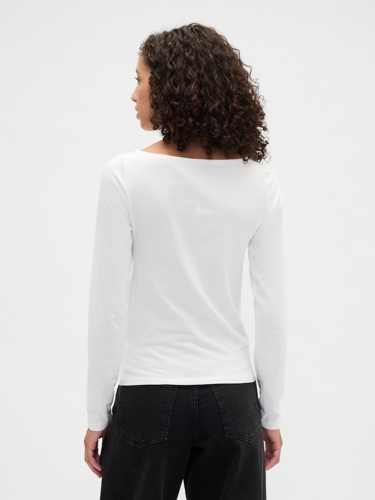 Stretch Jersey Boatneck T-Shirt