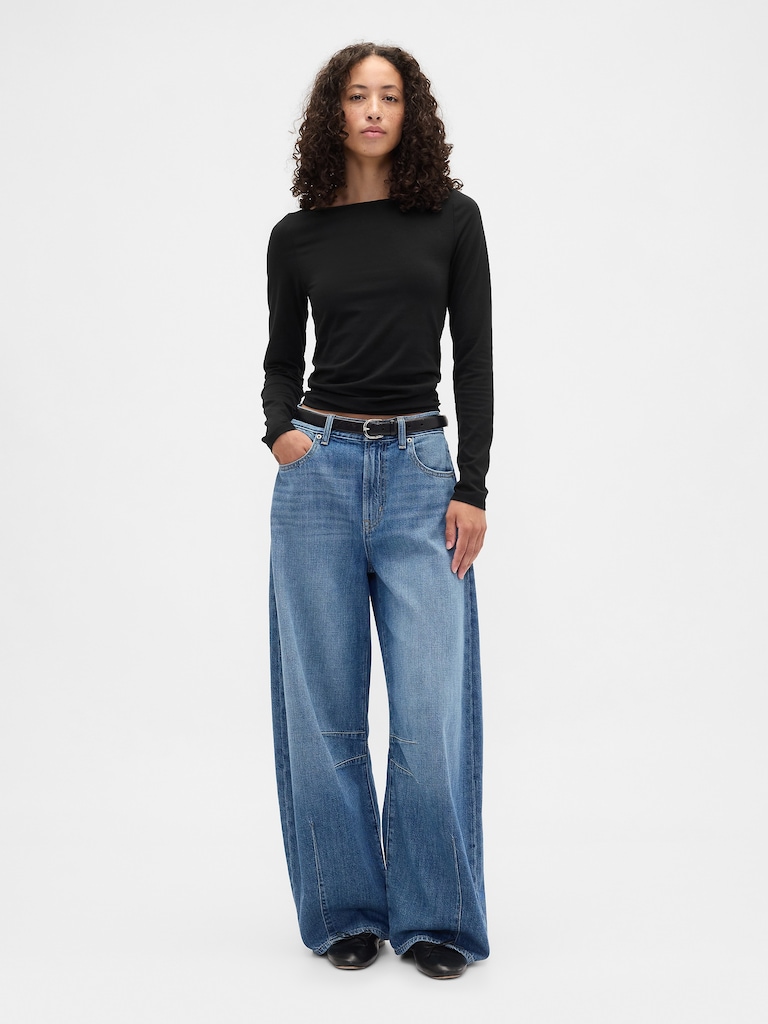 Stretch Jersey Boatneck T-Shirt