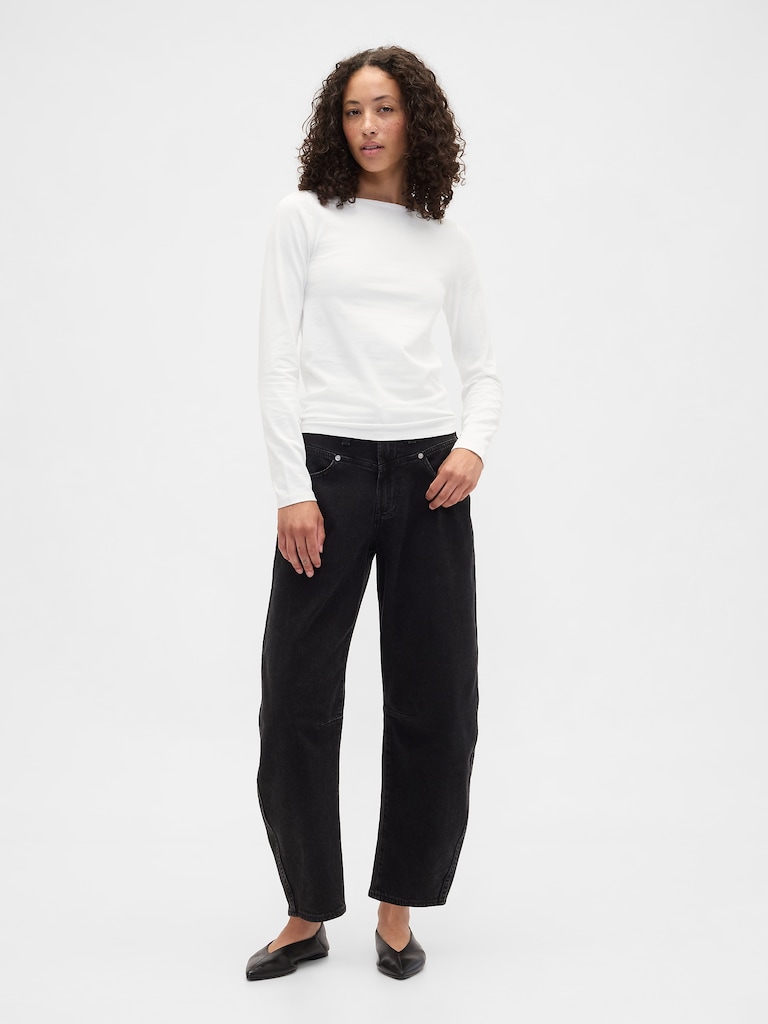 Stretch Jersey Boatneck T-Shirt