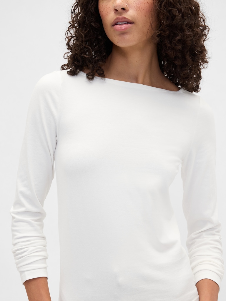 Stretch Jersey Boatneck T-Shirt
