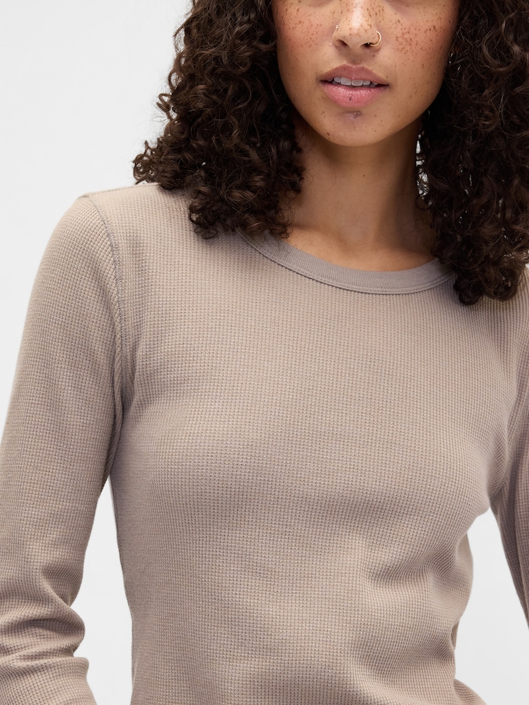 Waffle-Knit Crewneck T-Shirt