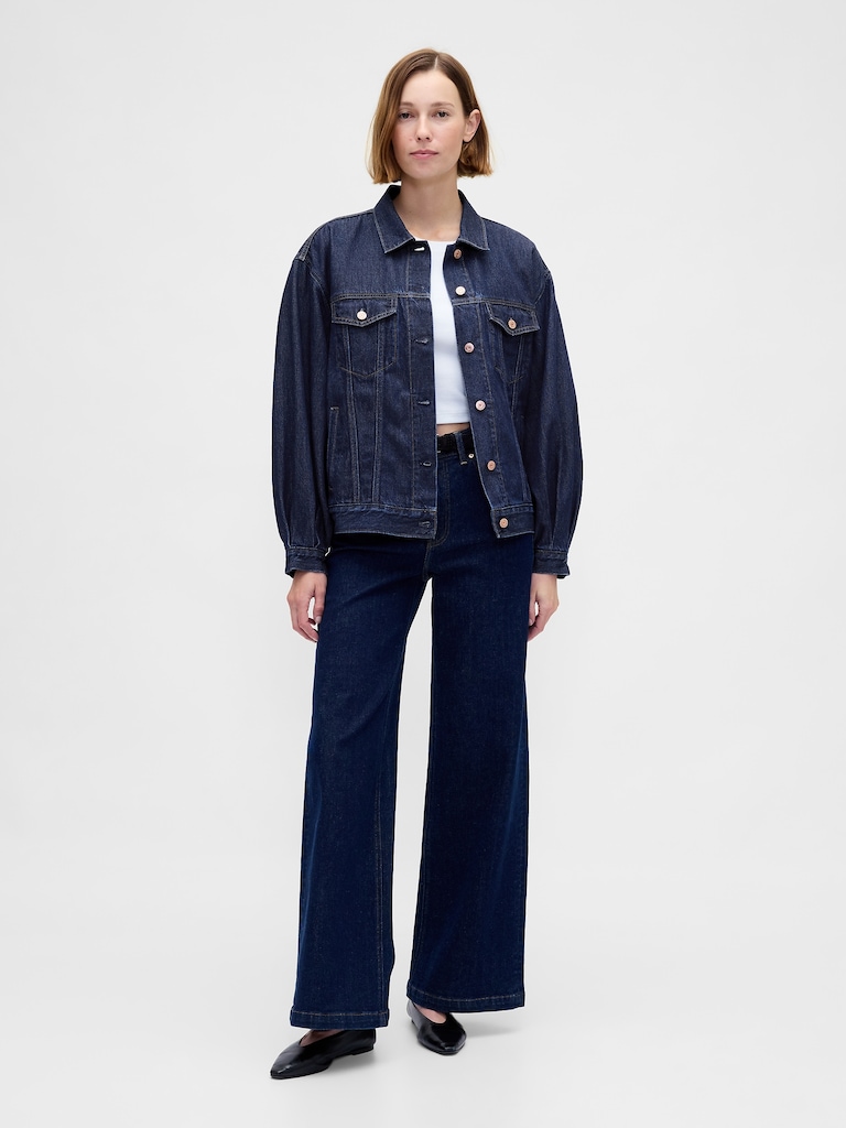 UltraSoft Oversized Balloon-Sleeve Icon Denim Jacket