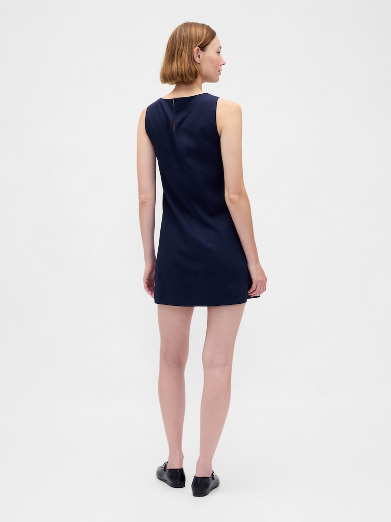 Linen-Blend Mini Shift Dress