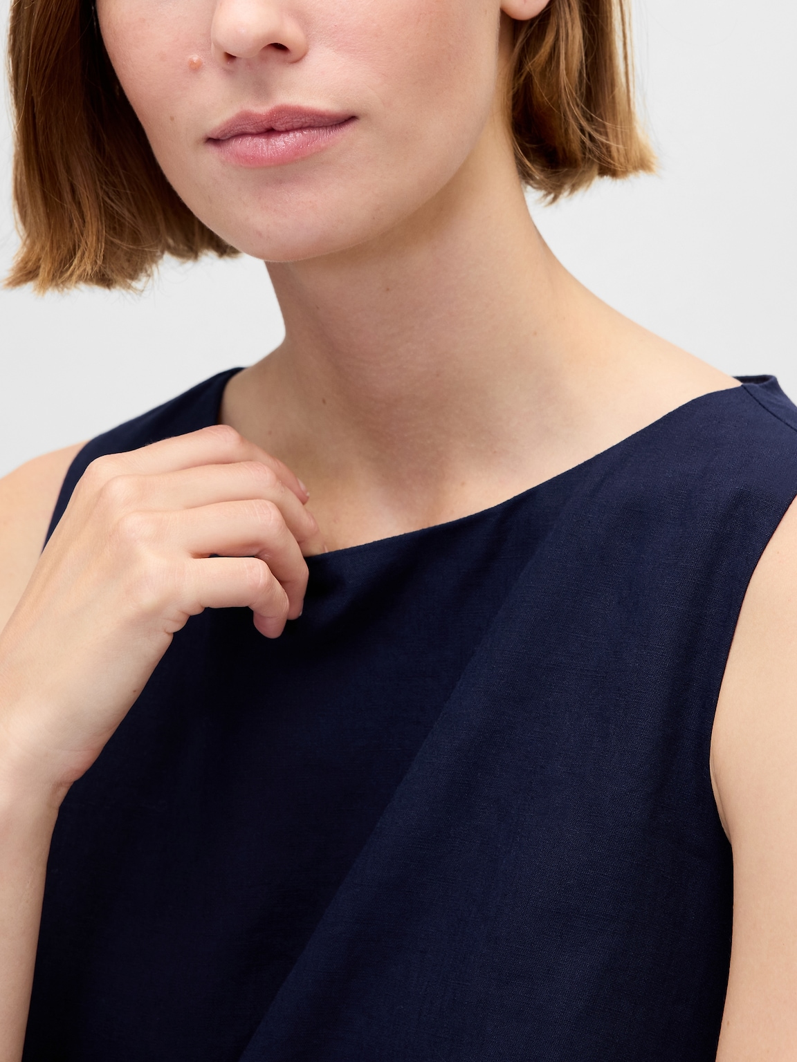 Linen-Blend Mini Shift Dress