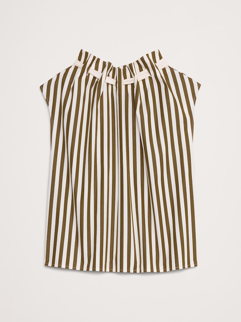 Haut en popeline de coton à encolure froncée