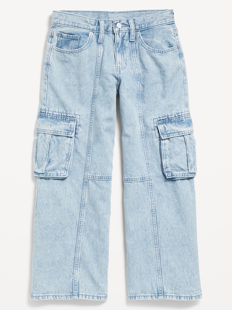 High-Waisted Super Baggy Wide-Leg Cargo Jeans for Girls