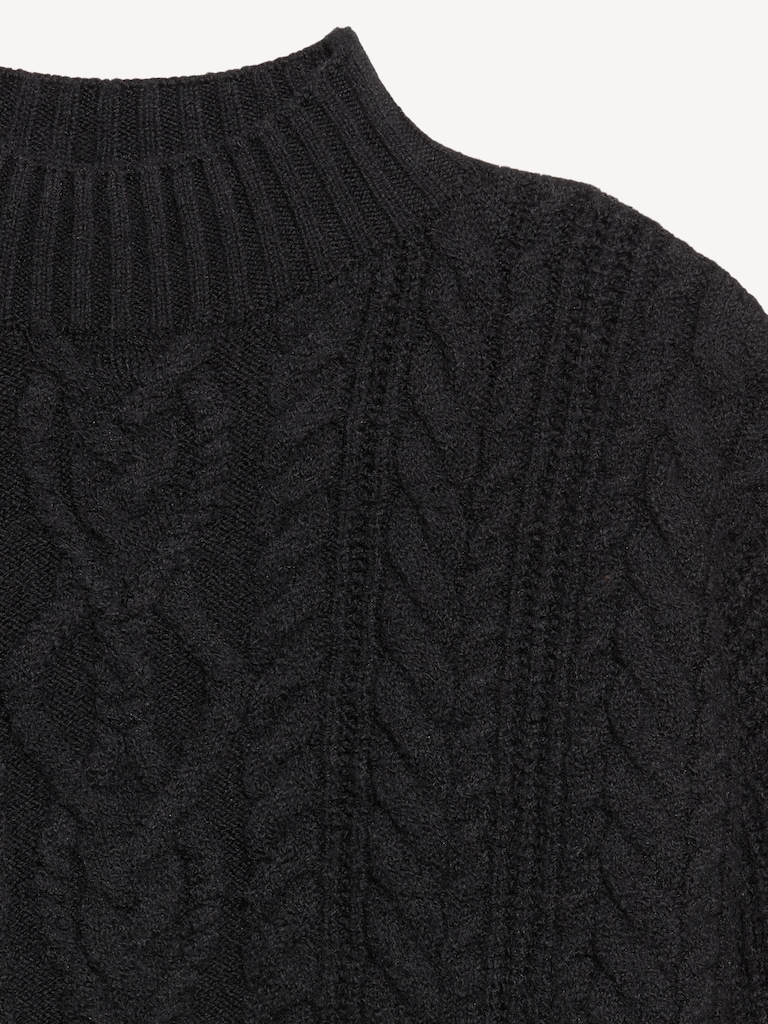 SoSoft Cropped Mock-Neck Cable Sweater