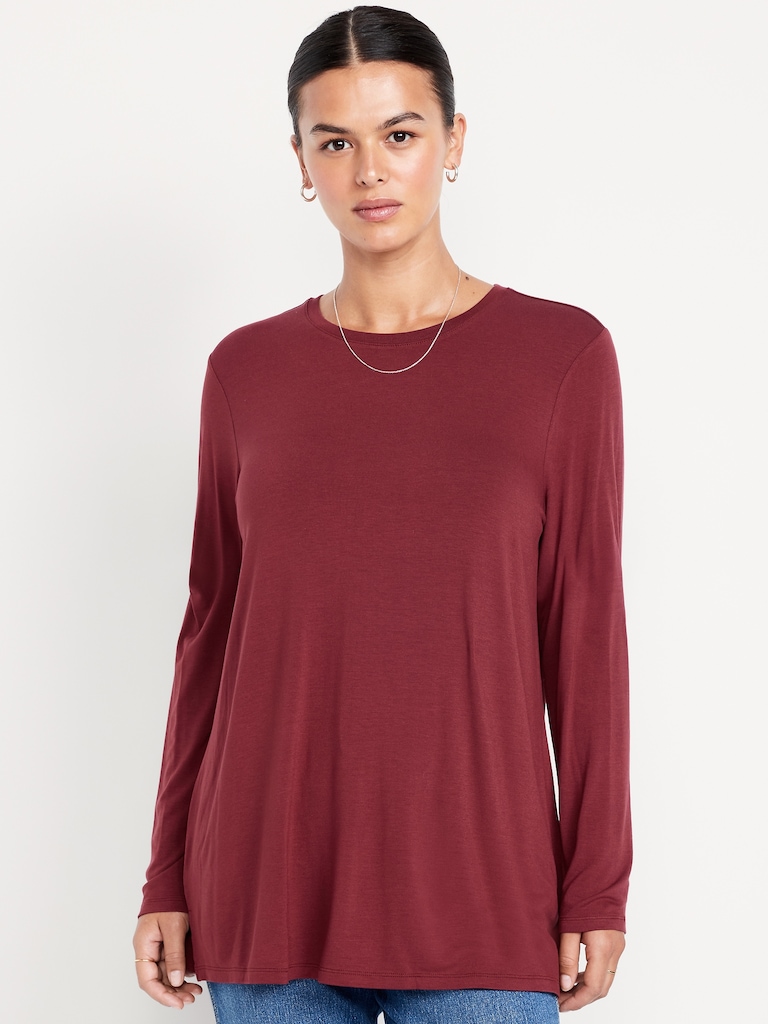 Luxe Long-Sleeve Crew-Neck Tunic