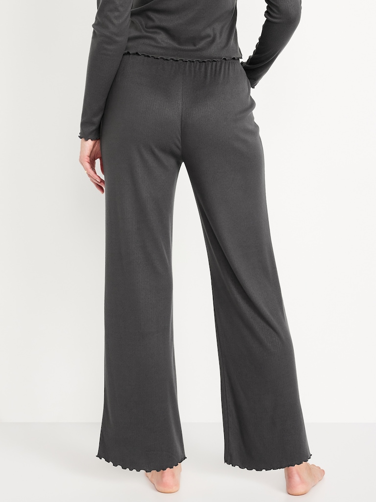 High-Waisted Cozy Rib Pajama Pants