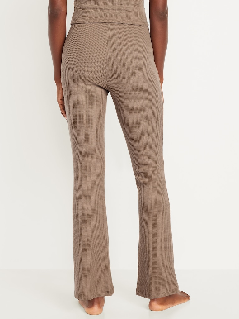 High-Waisted Cozy Waffle Flare Pants