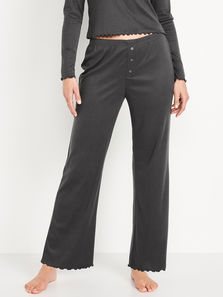 High-Waisted Cozy Rib Pajama Pants