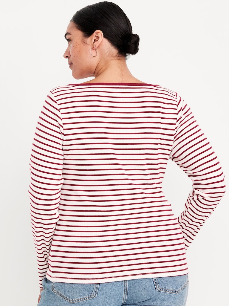 Snug Long-Sleeve Boatneck T-Shirt