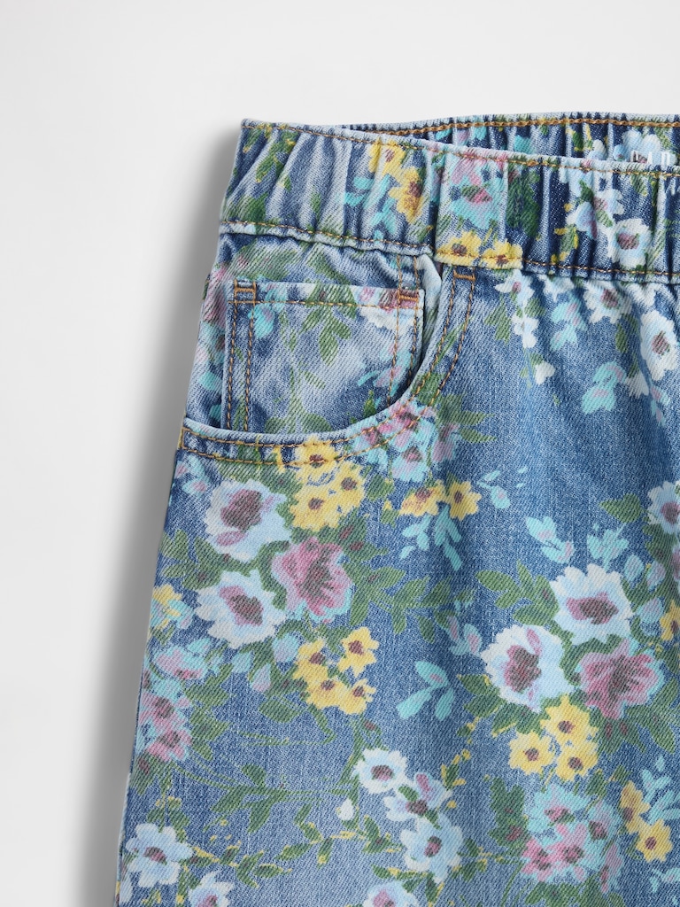 Kids Floral Easy Baggy Jeans